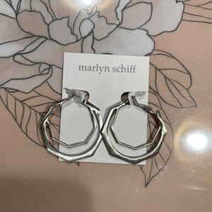 Marlyn Schiff Silver Hexagonal Earrings